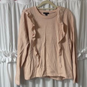 J. Crew Women's Ruffled Long Sleeve Sweater in Soft Peach